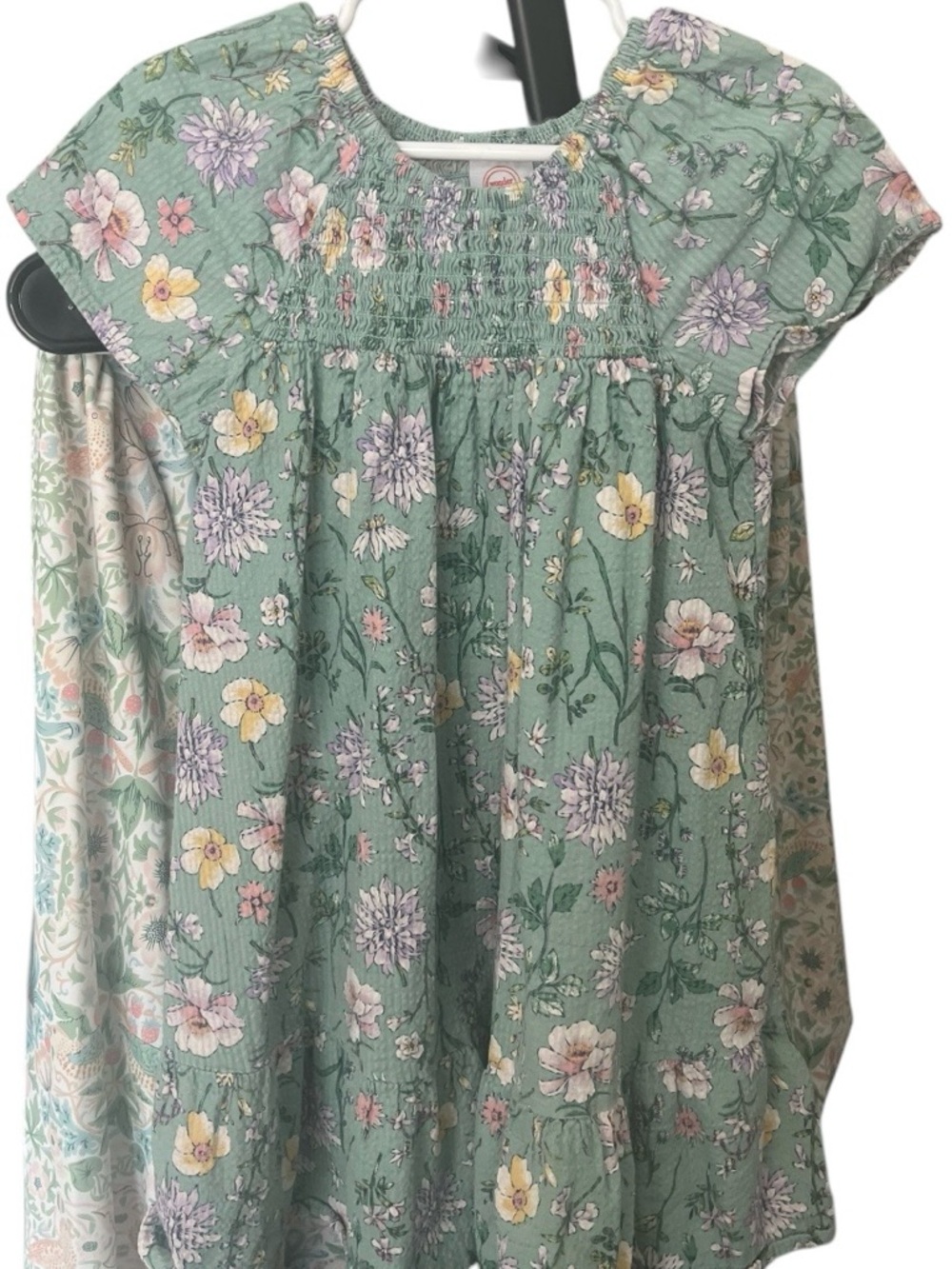 wonder nation Mint Green Floral Smocked Casual Dress